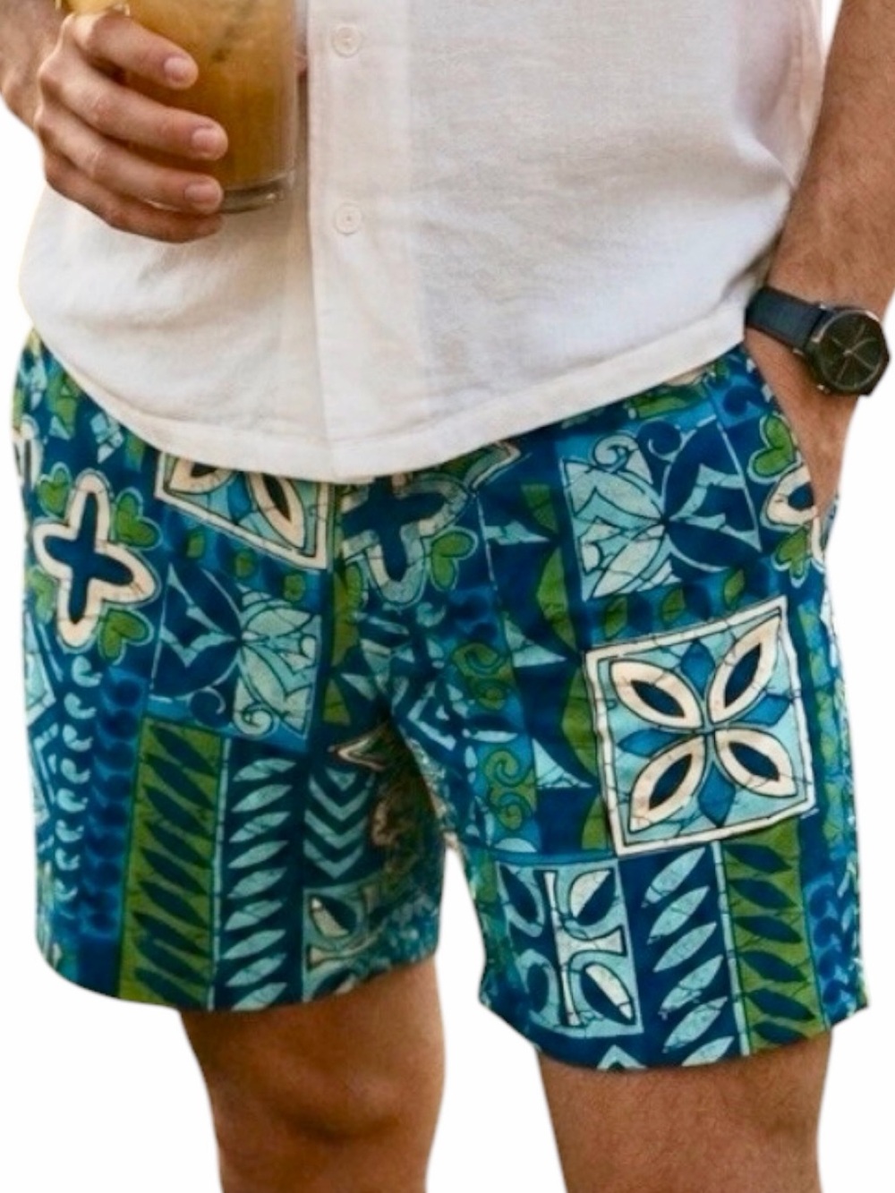 Vintage Kennington California Mod Tiki Print Shorts Mens Medium‎ 60s 70s